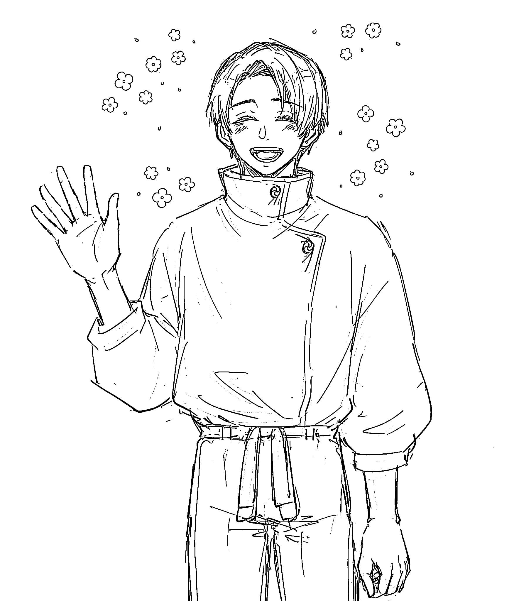 Coloriage Yuta Okkotsu lever la main