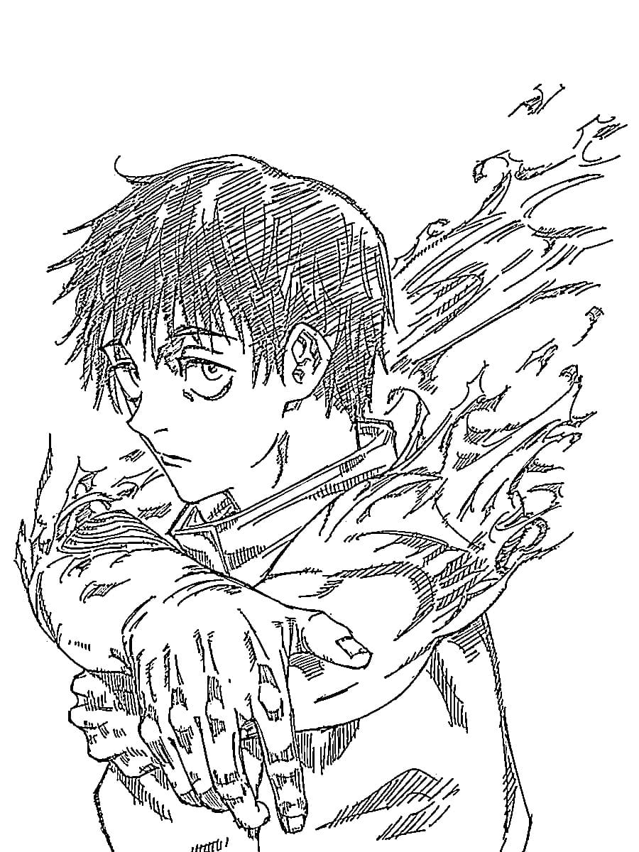 Coloriage Yuta Okkotsu utiliser les compétences