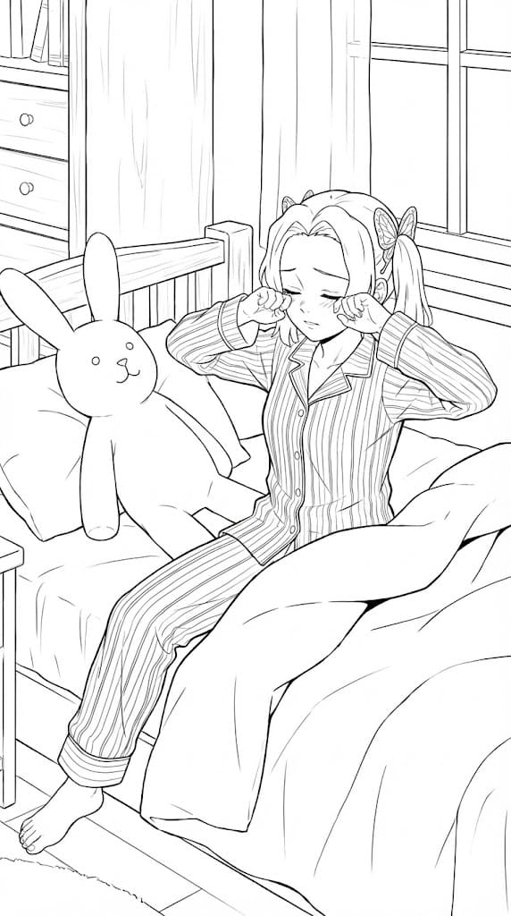 Coloriage Aoi somnolent