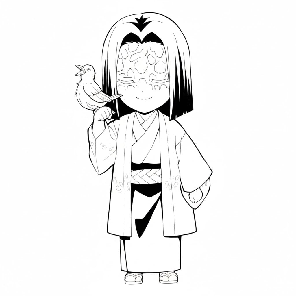 Coloriage Chibi mignon de Kagaya Ubuyashiki