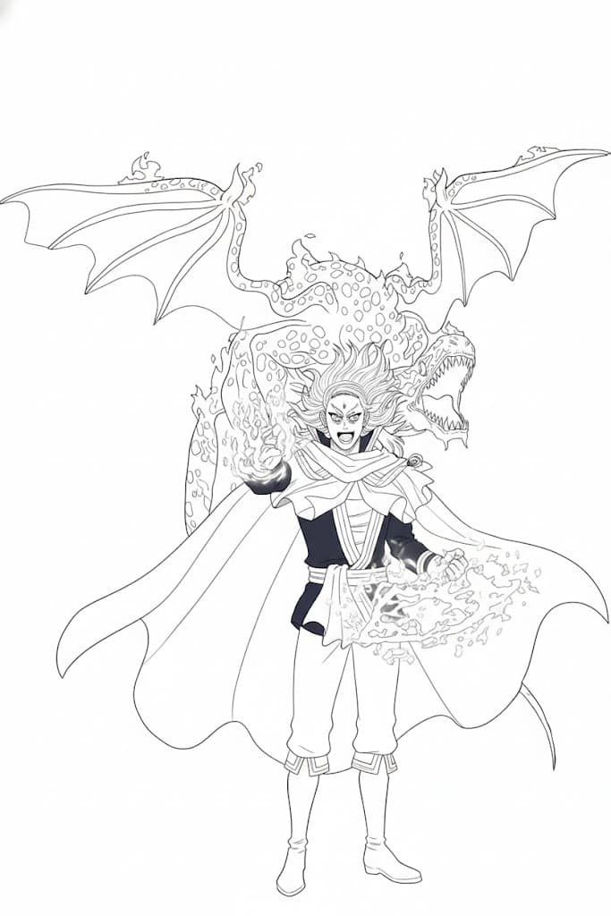 Coloriage Fuegoleon Vermillion avec salamandre