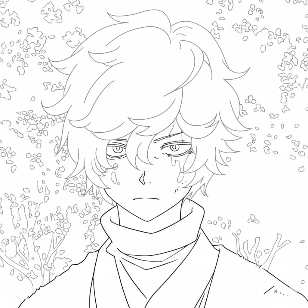 Coloriage Gabimaru a l'air triste