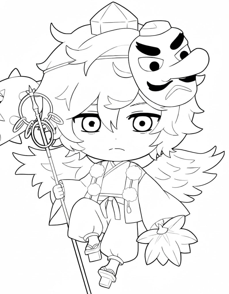 Coloriage Gabimaru chibi