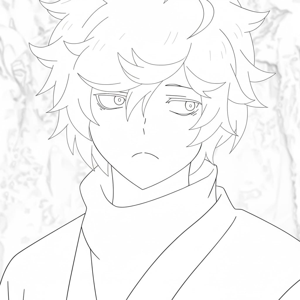 Coloriage Gabimaru triste