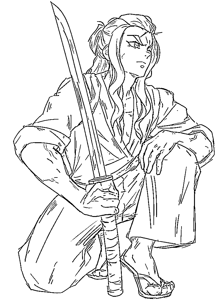 Coloriage Hotaru Haganezuka assis