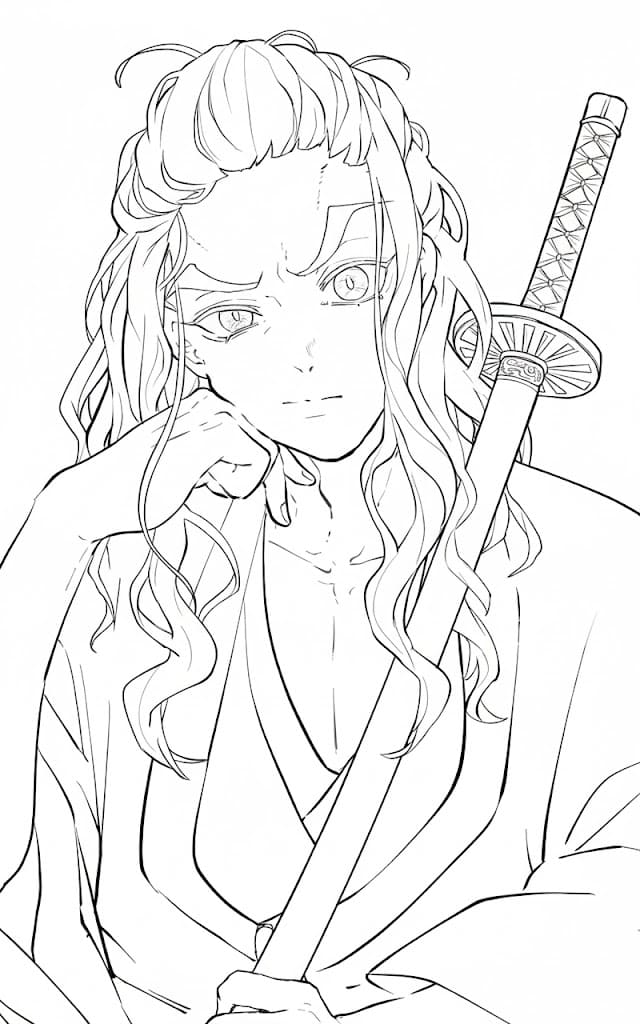 Coloriage Hotaru Haganezuka avec une épée