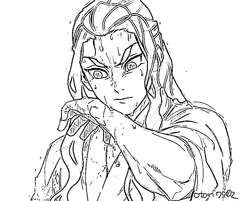 Coloriage Hotaru Haganezuka fatigué