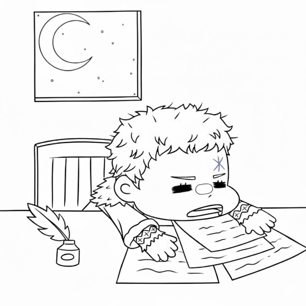 Coloriage Julius Novachrono fatigué