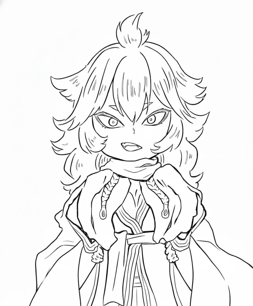 Coloriage Méréoleona Vermillion Chibi