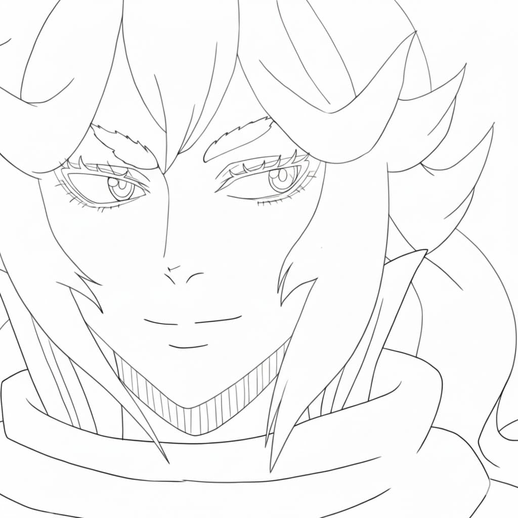Coloriage Mereoleona Vermillion sourire