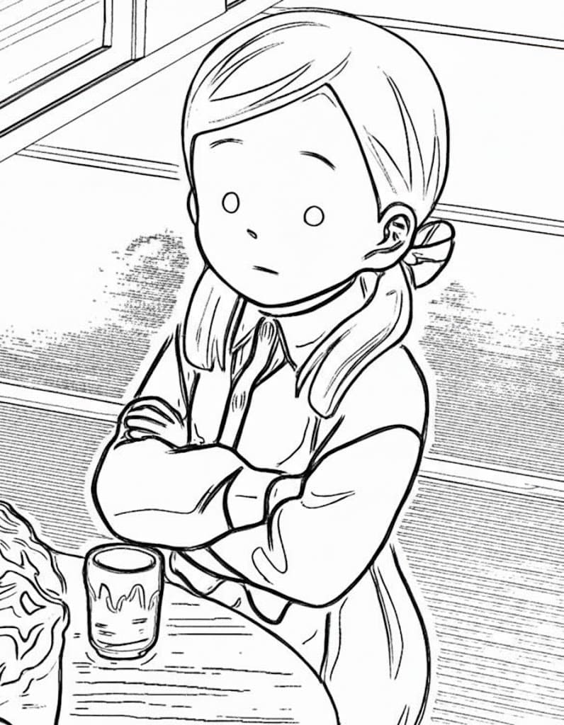 Coloriage Sumi Nakahara perplexe