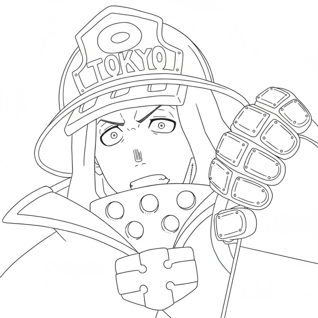 Coloriage Akitaru Ôbi a peur