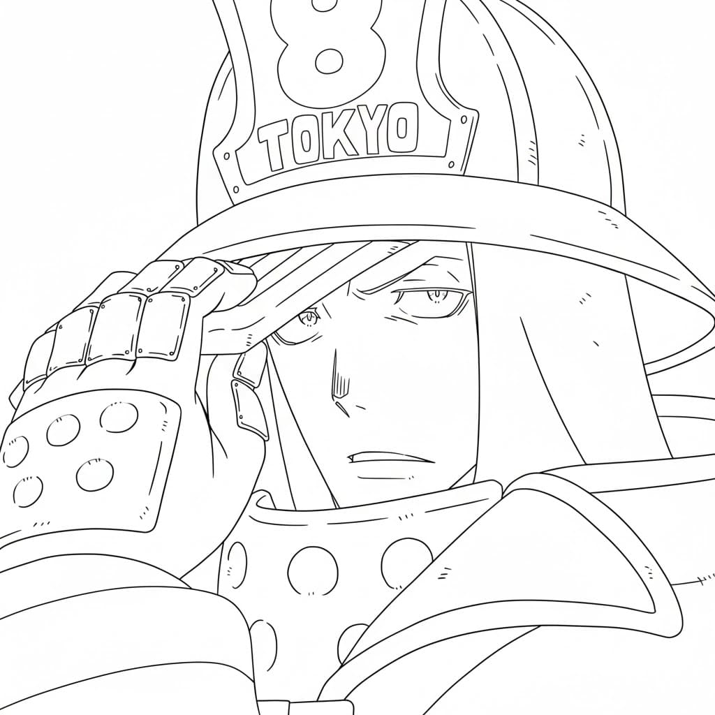 Coloriage Akitaru Ôbi accomplit la tâche