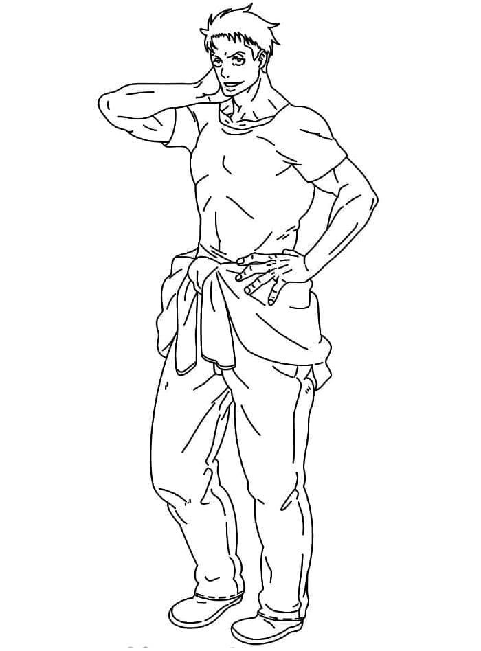 Coloriage Akitaru Ôbi debout