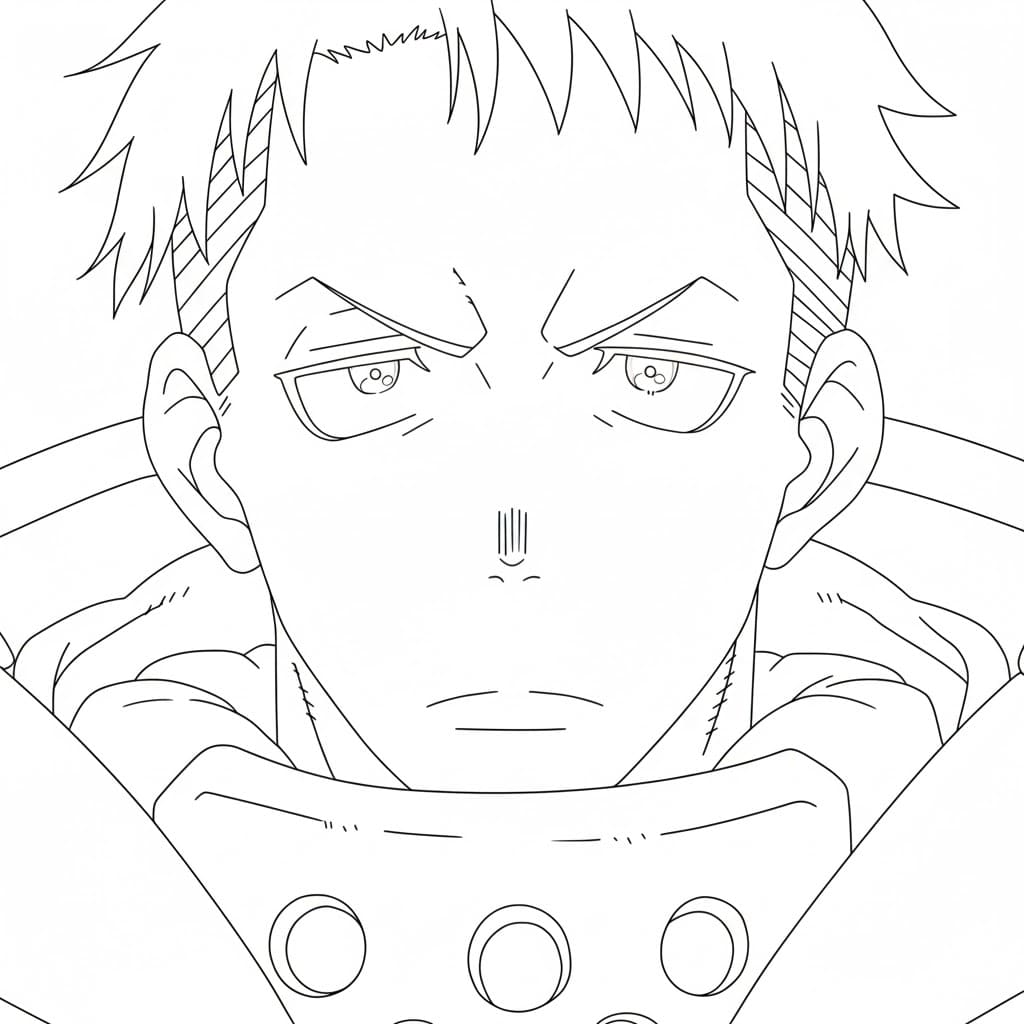 Coloriage Akitaru Ôbi en colère