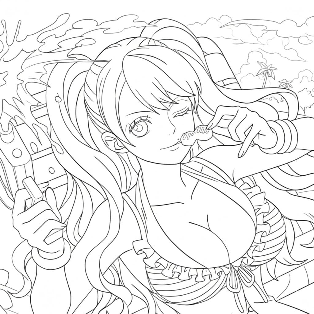 Coloriage Charlotte Pudding aller à la plage