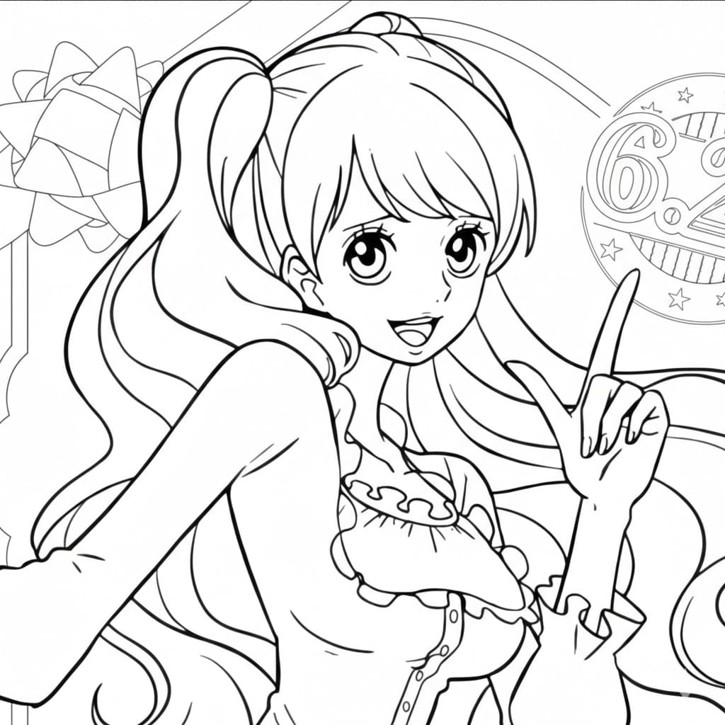 Coloriage Charlotte Pudding prendre une photo