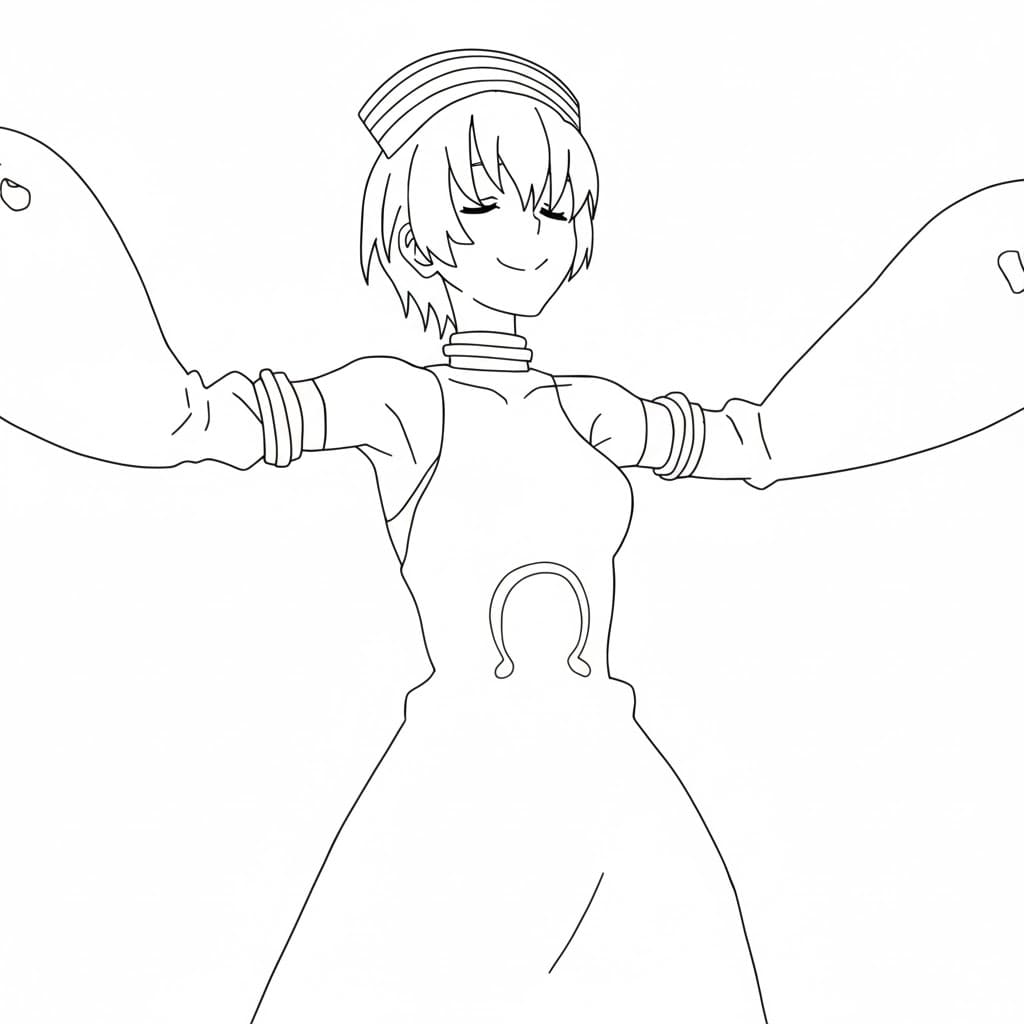 Coloriage Inca Kasugatani heureux