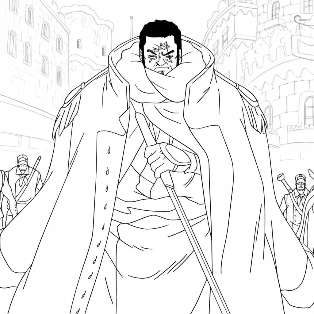 Coloriage Issho Fujitora tenant une épée