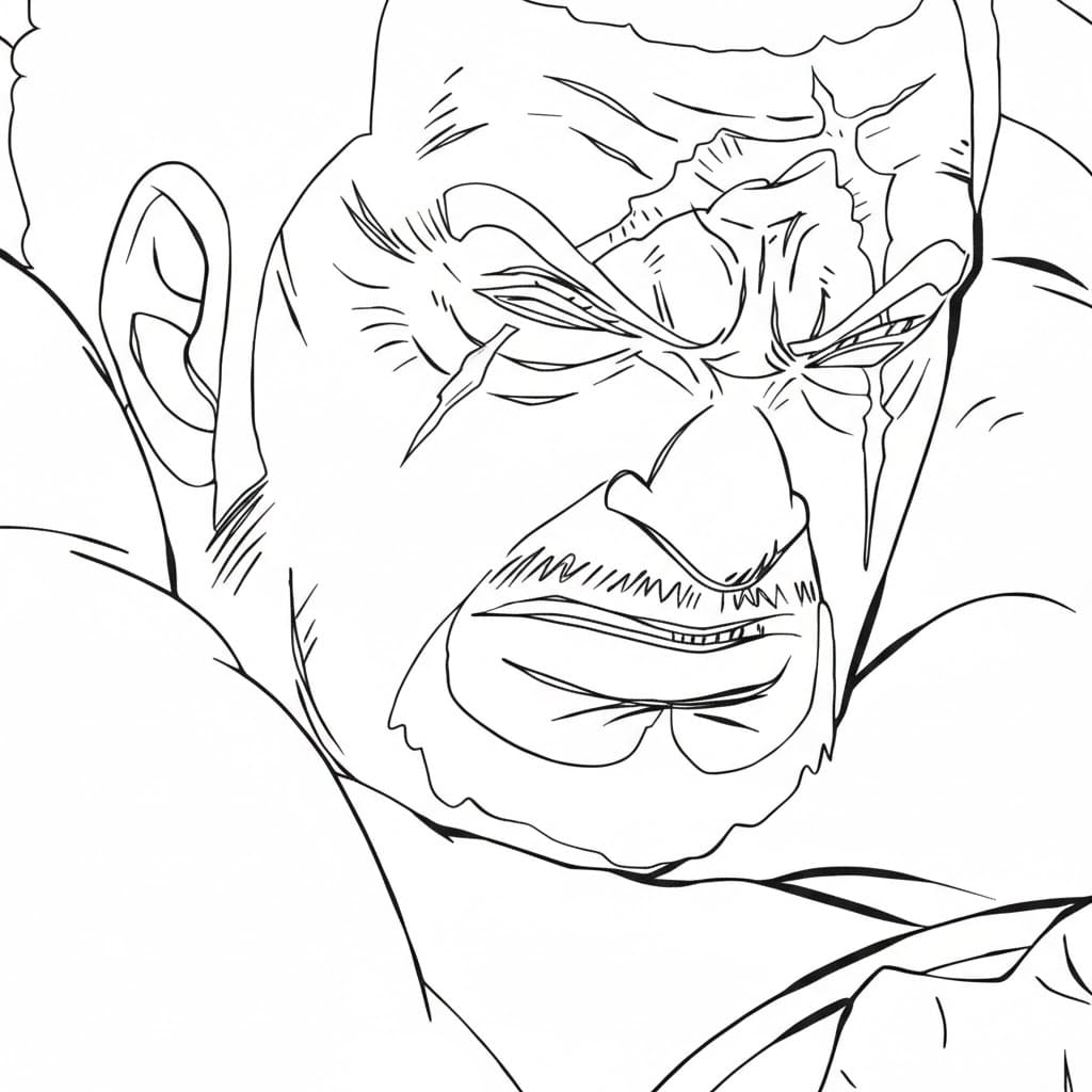 Coloriage Issho Fujitora visage en colère