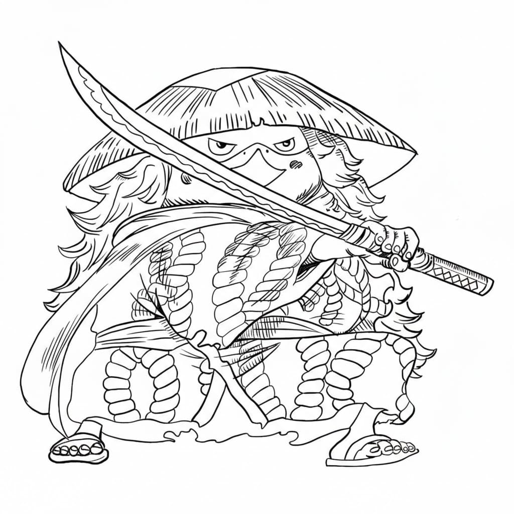 Coloriage Kawamatsu avec des épées