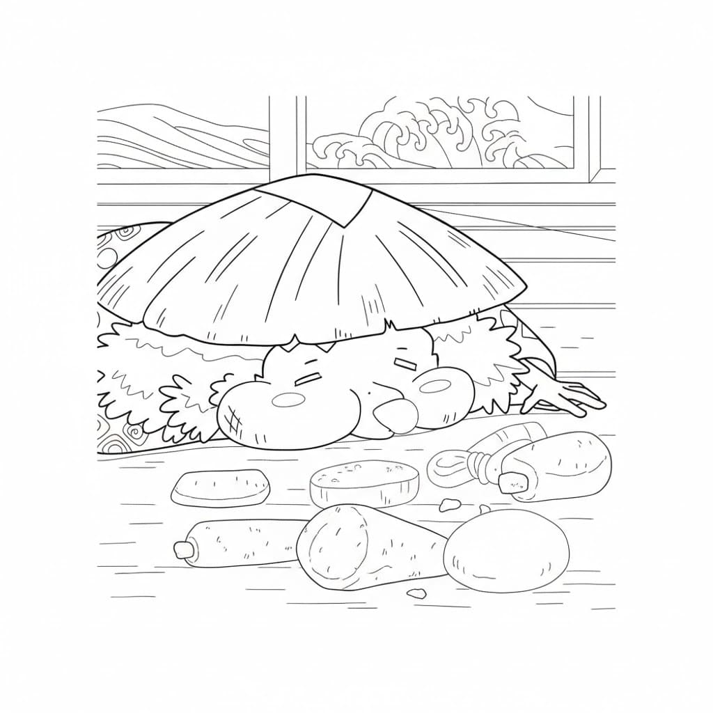 Coloriage Kawamatsu fatigué