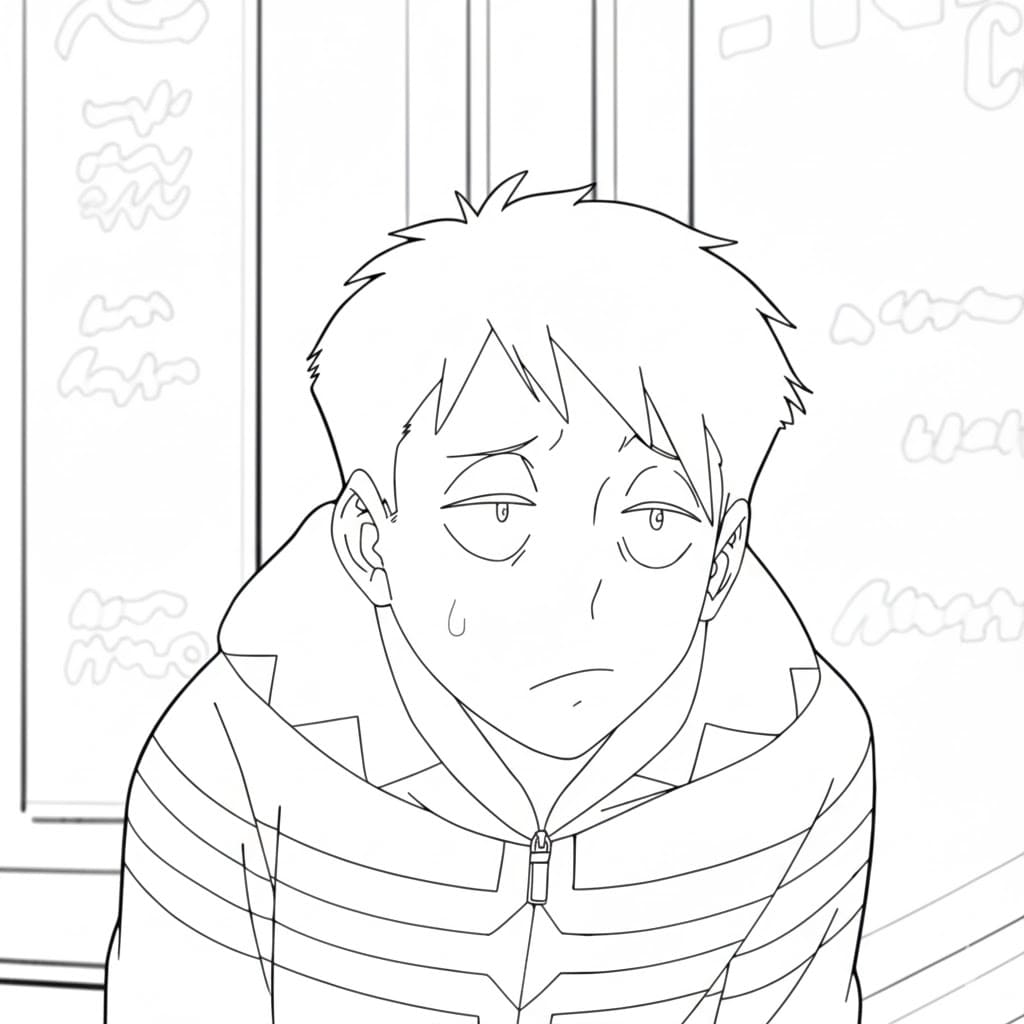 Coloriage Koichi Haimawari fatigué