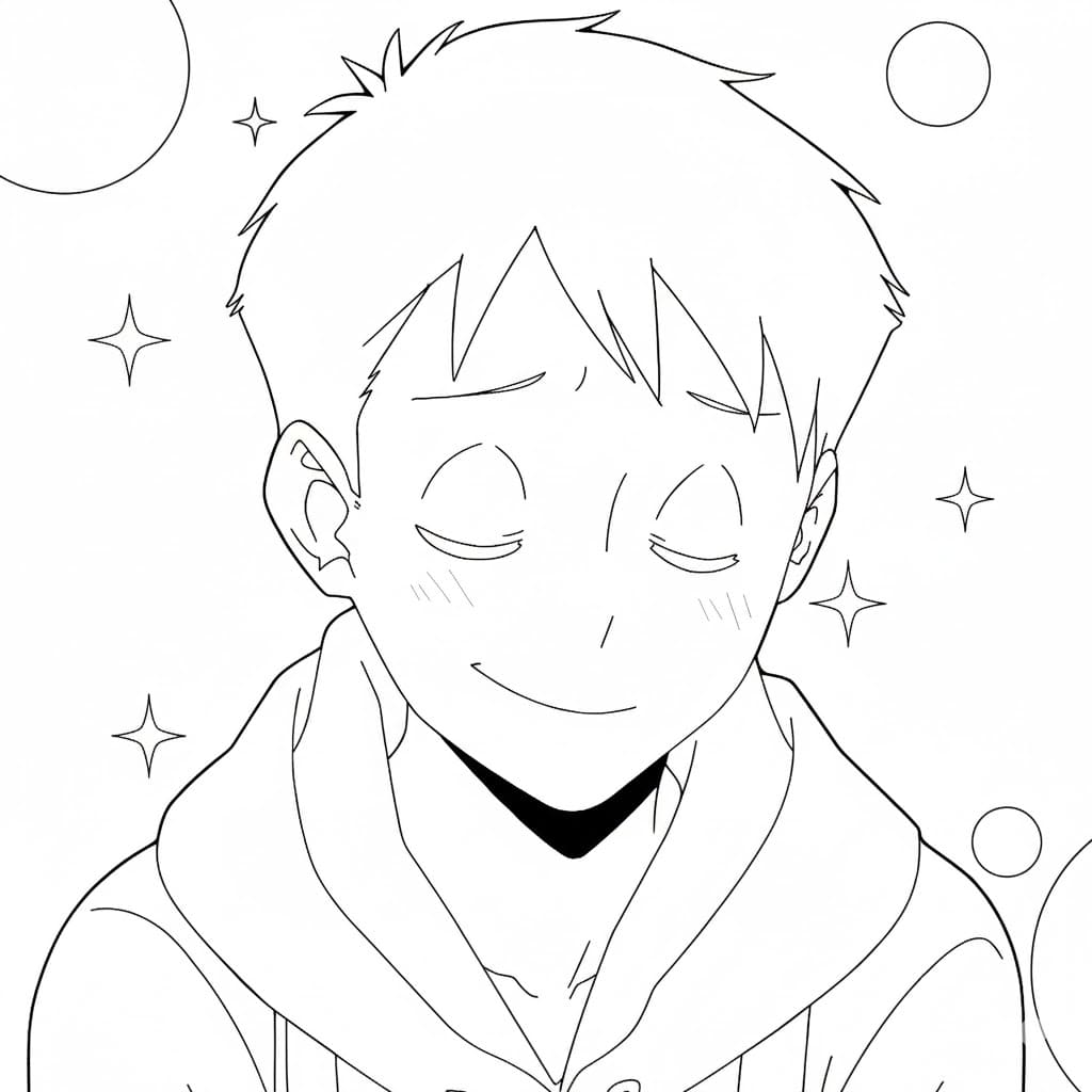 Coloriage Koichi Haimawari souriant