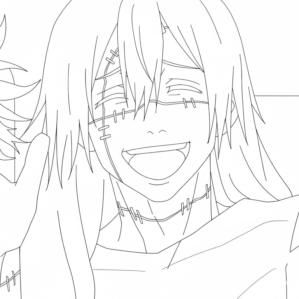 Coloriage Mahito heureux