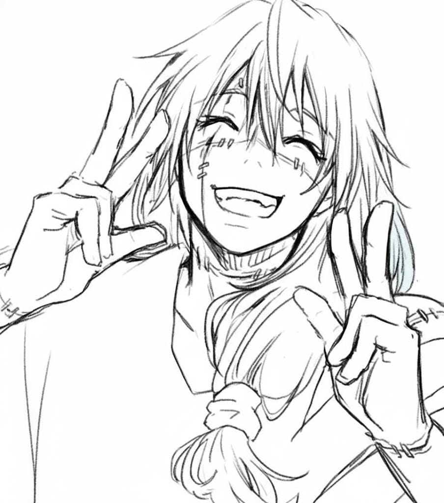 Coloriage Mahito salut