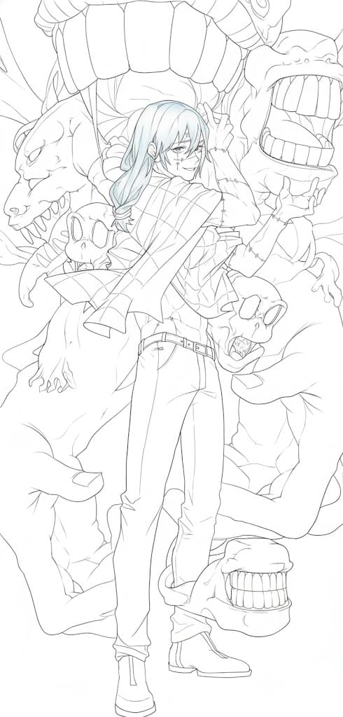 Coloriage Mahito sérieux