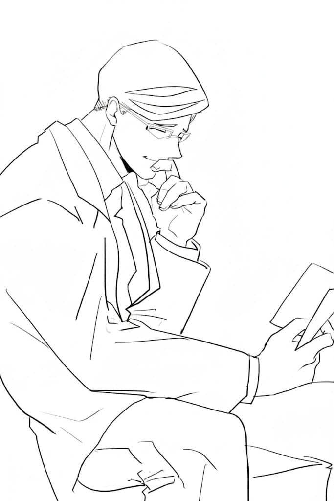 Coloriage Mirai Sasaki assise