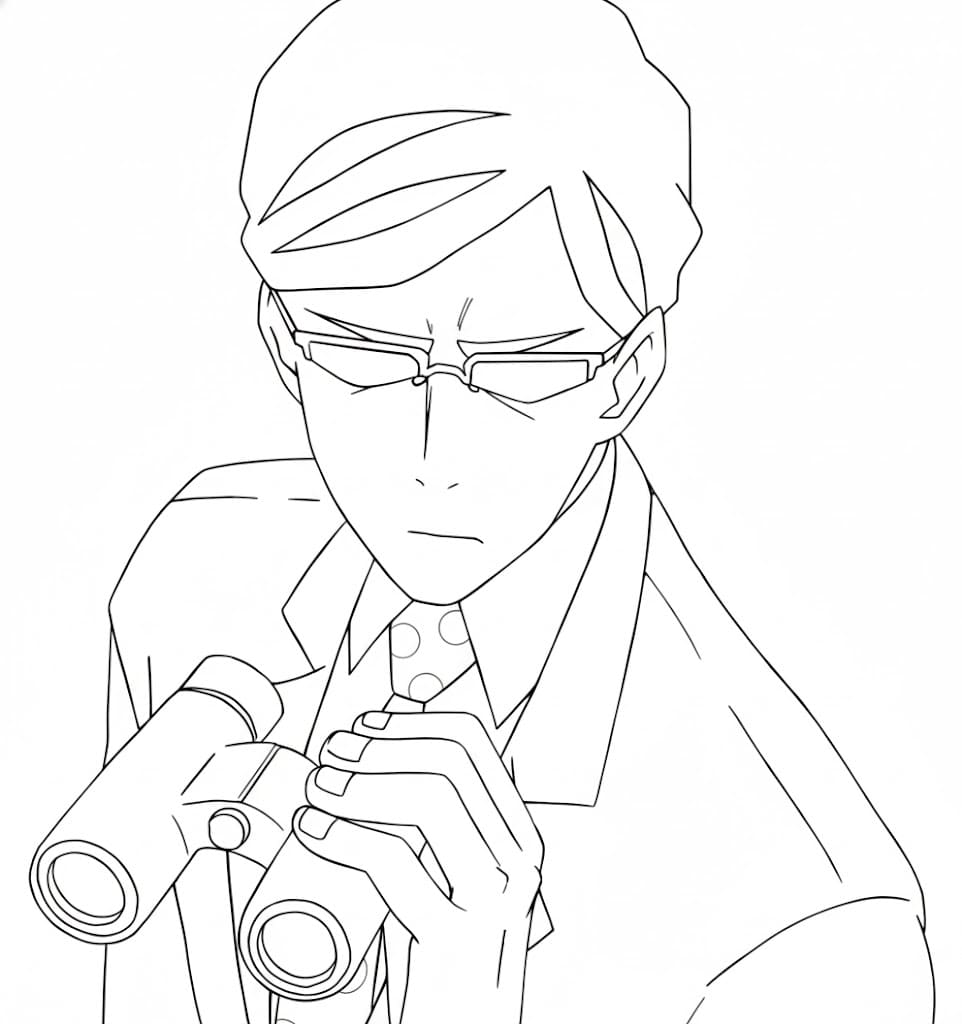 Coloriage Mirai Sasaki avec des jumelles