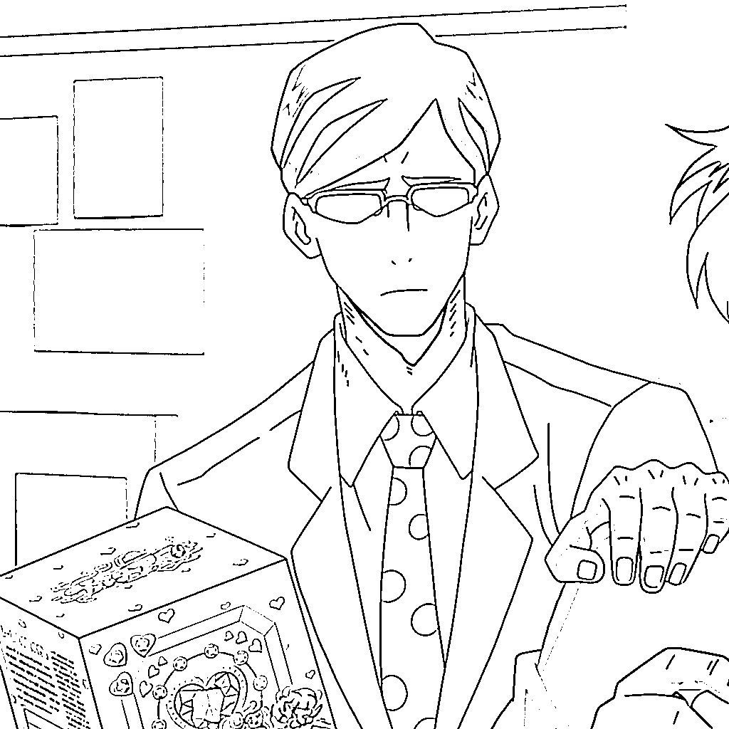 Coloriage Mirai Sasaki tenant une boîte