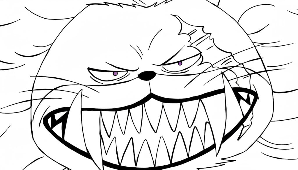 Coloriage Nekomamushi visage en colère