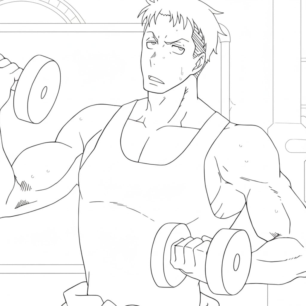 Coloriage Salle de sport Akitaru Ôbi