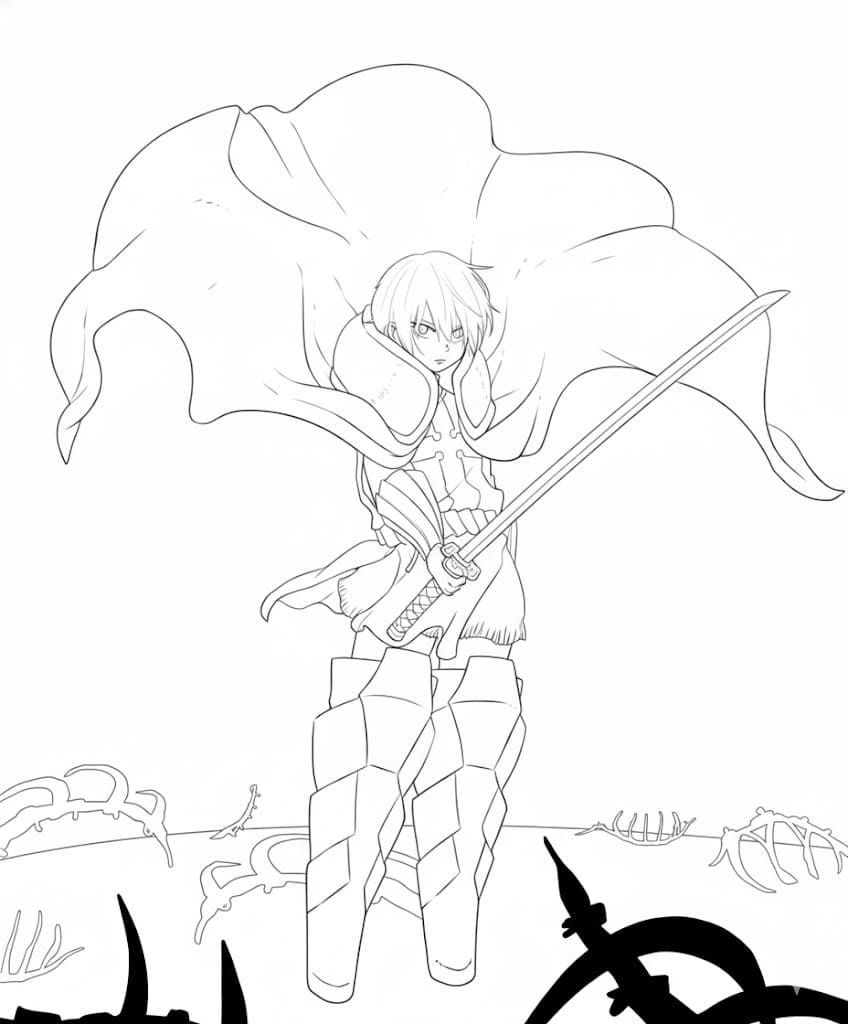 Coloriage Sho Kusakabe debout