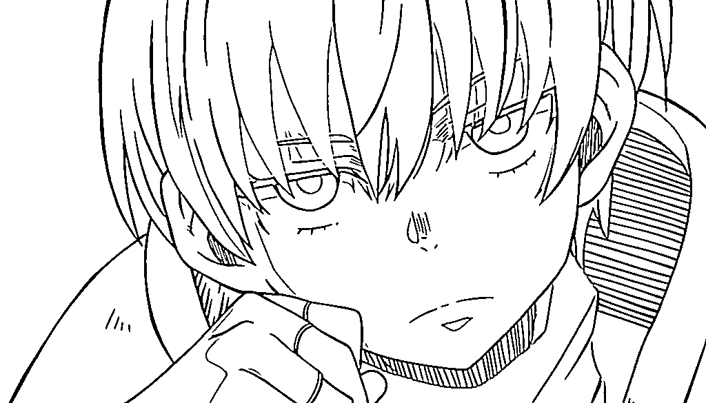 Coloriage Sho Kusakabe triste