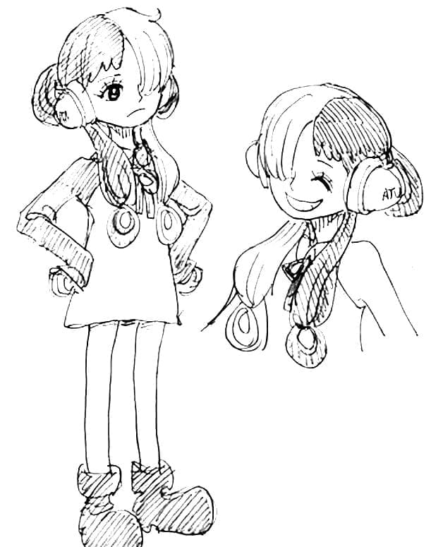 Coloriage Uta du film One Piece Rouge