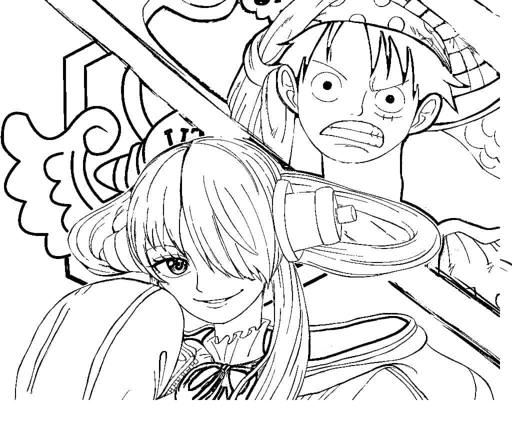 Coloriage Uta et Luffy