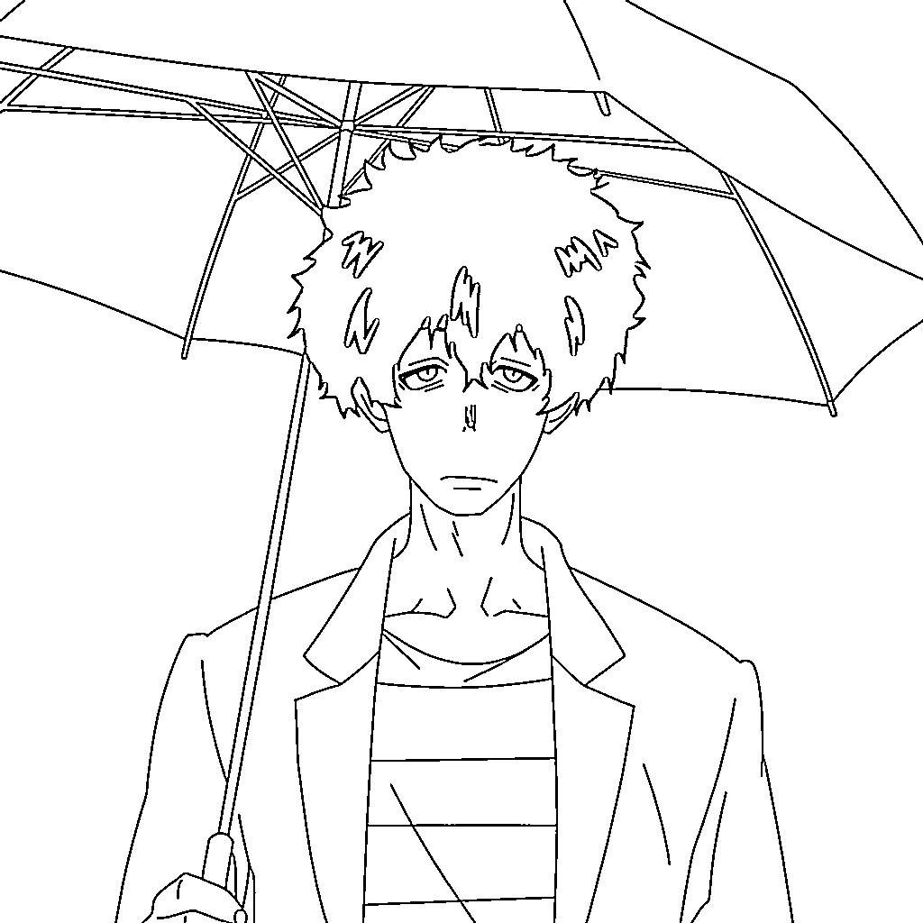 Coloriage Viktor Licht tenant un parapluie