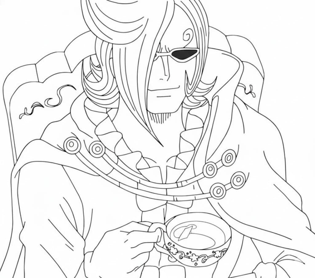 Coloriage Vinsmoke Ichiji boire du thé