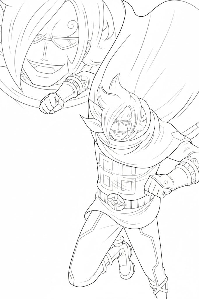 Coloriage Vinsmoke Ichiji très heureux