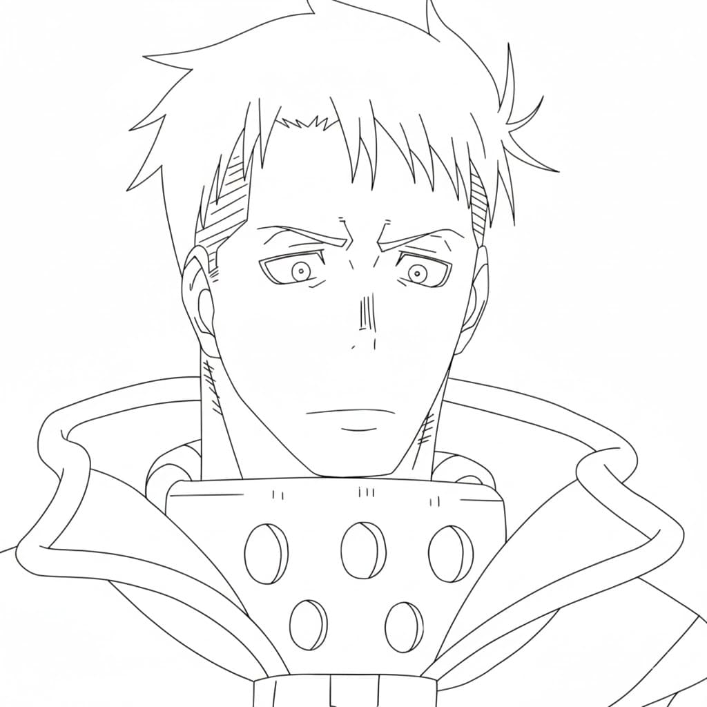 Coloriage Visage d'Akitaru Ôbi