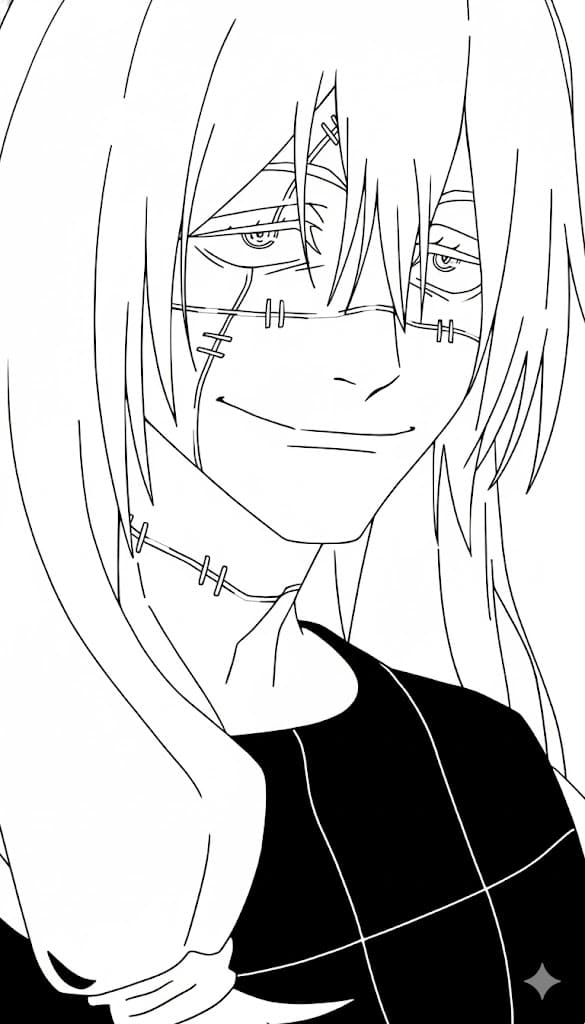 Coloriage Visage de Mahito