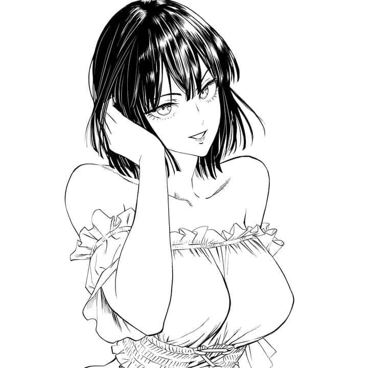 Coloriage Fubuki aller à la plage