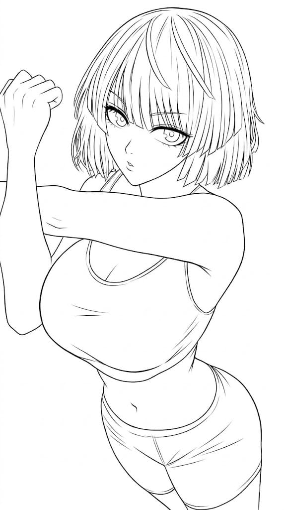 Coloriage Fubuki faire de l'exercice