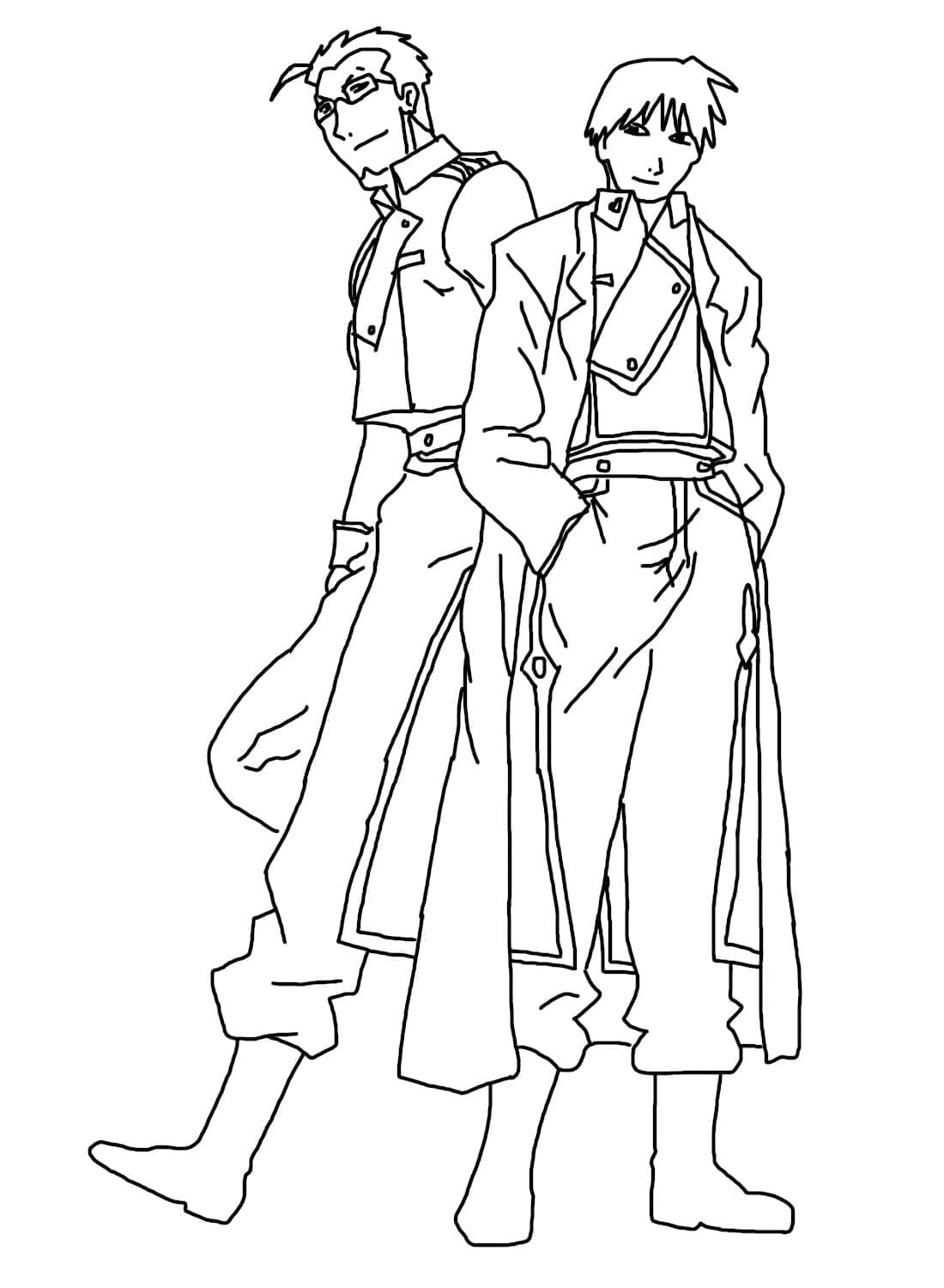 Coloriage Fullmetal Alchemist Maes Hughes et Roy Mustang