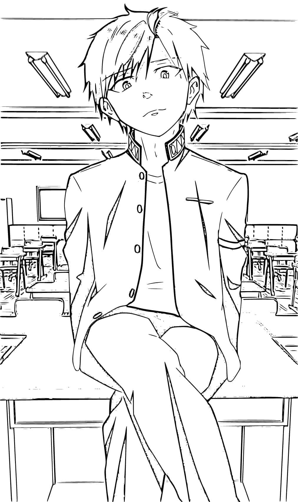 Coloriage Haruka Sakura assise