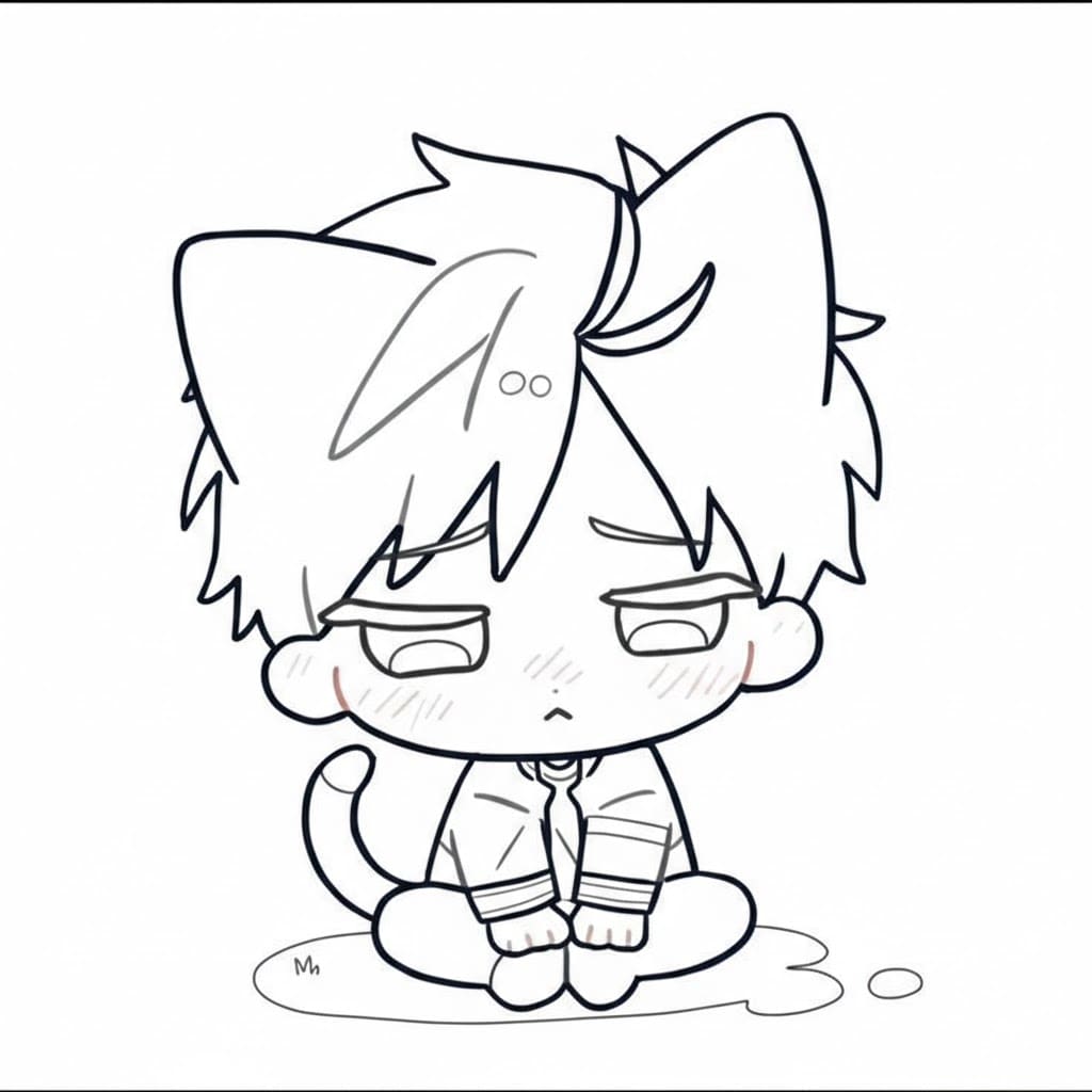 Coloriage Haruka Sakura chibi triste